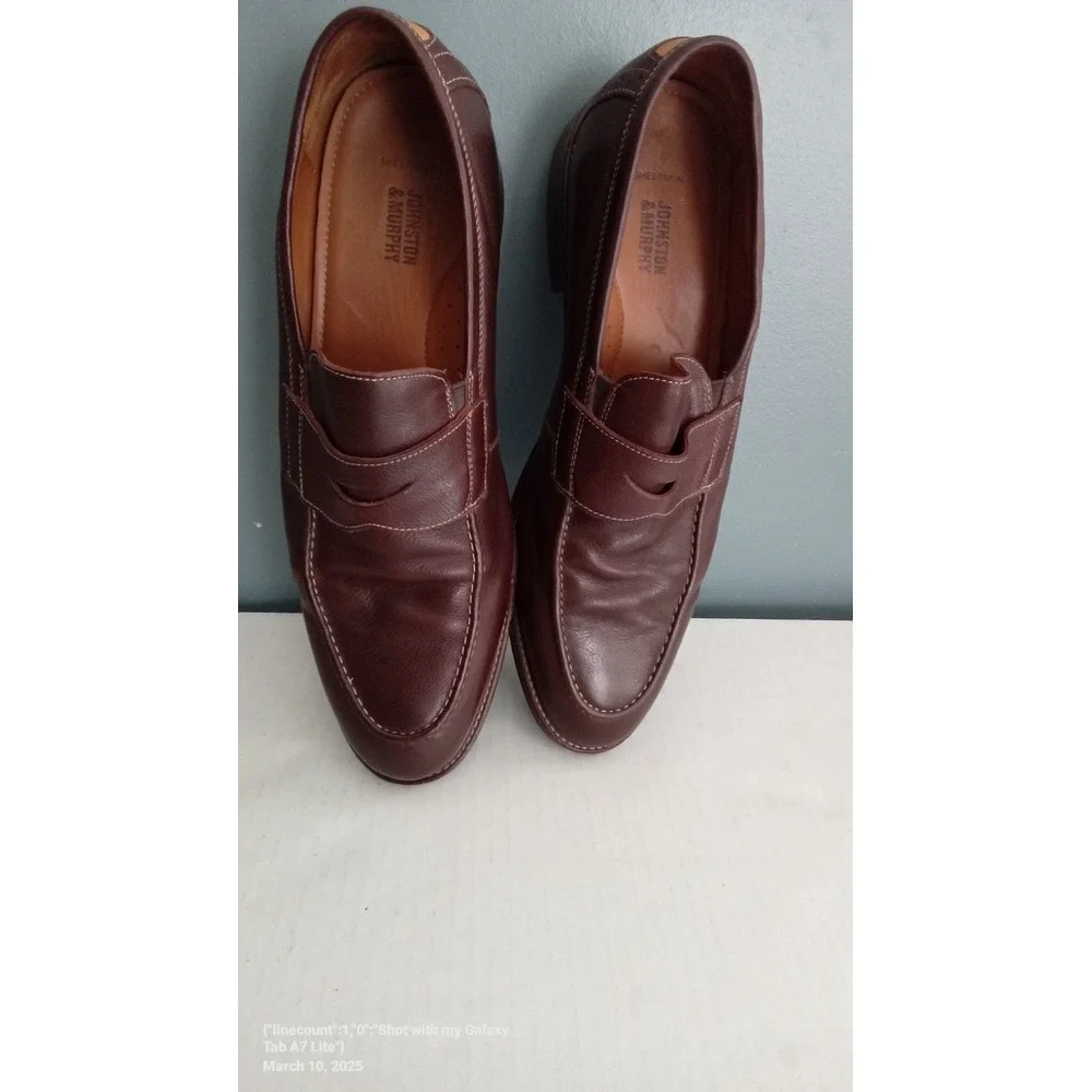 Johnston & Murphy Penny Loafers‎ Leather Dress Shoes Brown Slip On Size?